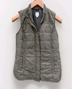 J. Jill Balsam Green Women's XS Herringbone Print Zip Puffer Vest - Picture 1 of 13