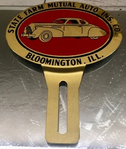 Vintage State Farm Mutual Auto Insurance Co License Plate Topper Bloomington Ill - Picture 1 of 2