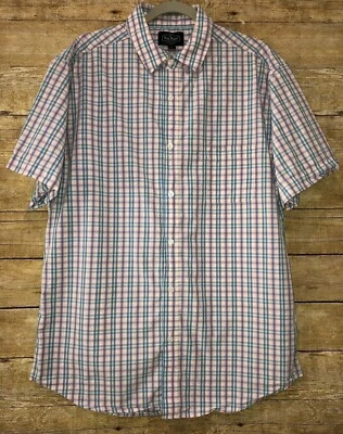 Nat Nast Men's Shirt XL Plaid Short Sleeve Pink Blue Large - Image 1 of 4