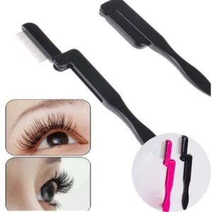 Eyelash comb metal eyebrow brush separator lash curl Foldable tool mascara - Picture 1 of 10