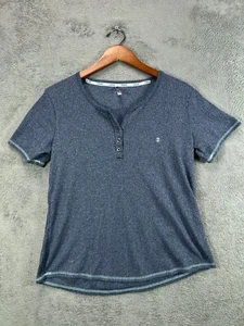 IZOD Womens Large Blue Tops Ribbed Henley Embroidered Logo Shirt Short Sleeve - Picture 1 of 9