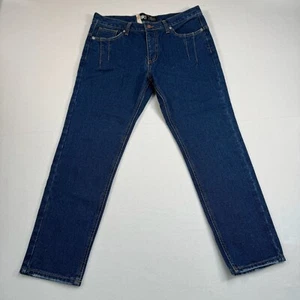 Ttopp Denim Jeans Womens L Blue Straight Leg Dark Wash Retro Pleated Pocket NWT - Picture 1 of 12