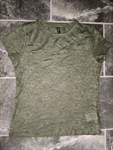 Damen Shirt Gr. M,  Khakifarben, Kurzarm, Durchscheinend - Bild 1 von 2