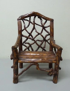 FABULOUS 1930's ONE-OF-A-KIND HAND CRAFTED 14" DOLL'S COUNTRY TWIG CHAIR - Picture 1 of 12