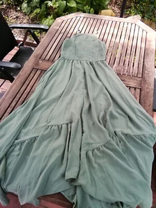 Shein süßes langes Chiffon Stufen Kleid Sommerkleid Maxikleid zart grün S 36/38 - Bild 1 von 7