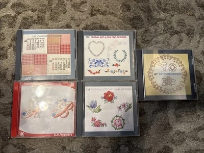 Lote de 5 tarjetas de memoria Janome vintage máquina de coser bordado diseño Foto 1 de 2