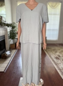 Jones New York Dress Women's Vintage Silk Linen Shirt Dress Size 16W light blue - Picture 1 of 5