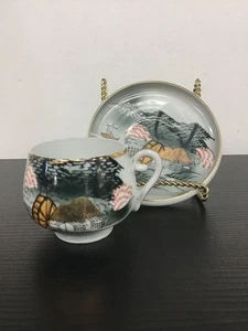 Taza y platillo de té litofano geisha porcelana con cáscara de huevo Orient DE COLECCIÓN - Imagen 1 de 4