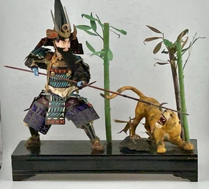 Japanese Samurai Musha / Gogatsu Ningyo Warrior Doll Late 40's VTG w/ Cedar Box - Picture 1 of 23