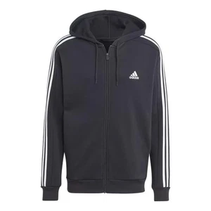 Adidas Men’s Essentials Fleece 3-Stripes Full-Zip Hoodie Black Men’s Small Size - Picture 1 of 14