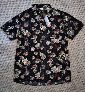 Star Wars Boba Fett Floral Button-Up Shirt Size L Large Black Hawaiian Style - Picture 1 of 3