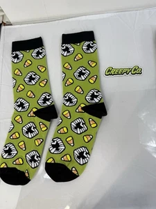 NEW Creepy Co. Vampire Teeth Logo Candy Corn SOCKS – Halloween Spooky Fun - Picture 1 of 2