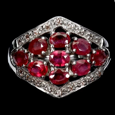 925 Sterling Silver Ring Oval Ruby 4x3mm Sapphire Natural Gemstone Jewelry Sz 7 - Image 1 of 4