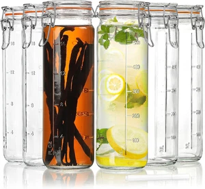 [Upgraded] 20 Oz Glass Jars with Airtight Lids for Vanilla Extract, 6 Pack Glass - Picture 1 of 12