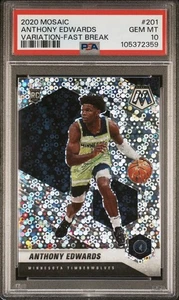 Panini Mosaic Variation 2020-Fast Break #201 Anthony Edwards Rookie RC PSA 10 - Imagen 1 de 2