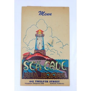 Vintage Sea Cave Restaurant Menu Oakland, CA September 1945 Seafood Cocktails - Picture 1 of 9