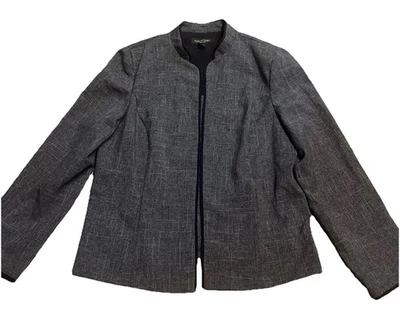 Perceptions New York Women’s Blazer Size 18 Navy Blue Shoulder Pads Open Jacket - Image 1 of 4