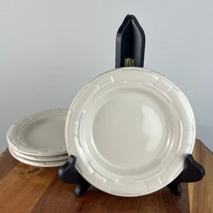 4 Longaberger Pottery Woven Traditions Ivory Bread & Butter Plates 7-1/4" - Picture 1 of 11
