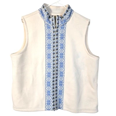 L.L. Chaleco polar Bean para mujer XL azul crema nórdico Fair Isle Gorpcore LEER  Foto 1 de 4