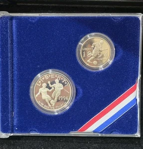 1994 U.S. Mint Chicago World Cup Silver Dollar and Clad Half Dollar Coins - Picture 1 of 4
