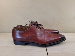 Magnanni Oxfords Derby Cognac Leather Shoes Saks Fifth Avenue Mens 12 EUC - Picture 1 of 12