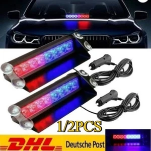 2 Stk Auto LED Auto Blitzlicht Frontblitzer Warnleuchte Dash Strobe Notfall 8LED - Bild 1 von 12