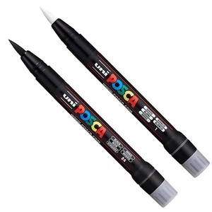 Uni PCF-350 Brush Tip Paint Marker Pen - Fabric, Glass, Metal - Black & White... - Picture 1 of 3