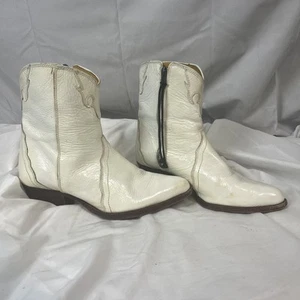 FREE PEOPLE NEW FRONTIER Weiß Leder Cowboy Western Lackleder Stiefel 39 - Bild 1 von 17