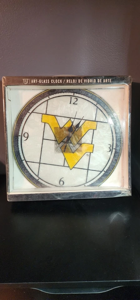 2008 Brand New West Virginia College Glass Battery Powered Clock #C004 - Image 1 of 3