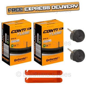 2x Continental 29" MTB Inner Tubes Schrader Car Valve + BALDYS TYRE LEVERS - Picture 1 of 10