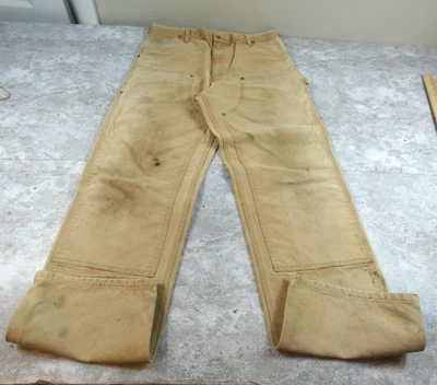 Vintage Carhartt Jean Men 34X32 Tan Canvas Skater Double Knee Loose Fit Baggy - Image 1 of 4