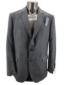 Stafford Sport Coat Men's 44L Charcoal Black Double Vent Wool Blazer Classic Fit - Picture 1 of 15