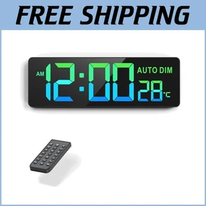 Elegant 16.5" Silent Digital Wall Timer Clock with Indoor Temperature Display - Picture 1 of 9