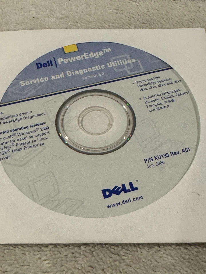 Dell PowerEdge Service & Diagnostic Utilities Version 5.0 - CD ONLY IN VERY GOOD - Image 1 of 1