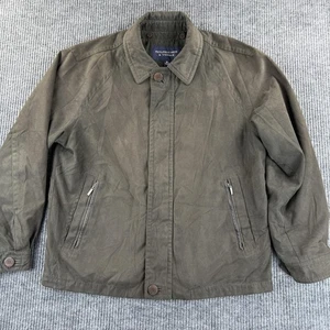 Roundtree & Yorke Jacket Mens Medium Olive Green Down Insulated Leather Collar - Picture 1 of 16