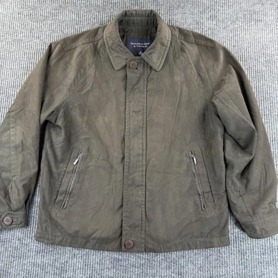 Roundtree & Yorke Jacket Mens Medium Olive Green Down Insulated Leather Collar - Image 1 of 4