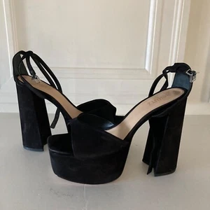 NWOT Schutz Free People Aryia Platform Heels Black Suede Sz 41 - Picture 1 of 10