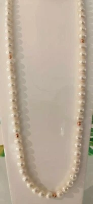 Collana  lunga Donna cm 80 Perle coltivate 10 mm Acqua dolce e ematite rosé  - Immagine 1 di 4