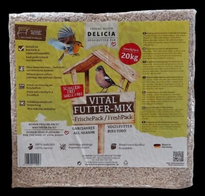 Delicia VITAL Futter-Mix 20 kg Ganzjahresvogelfutter Gartenvögel Wildvögel