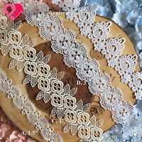Unotrim 1.25" Ivory Floral Scalloped Edge Embroidery Venice Lace Trim By Yard 