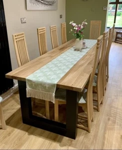 Solid Oak Dining Table Made To Order Industrial Loft Style Clear Lacquer - Picture 1 of 6