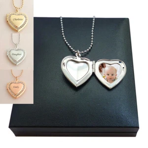 Heart Locket Necklace, Personalised, Photo, Engraving, Rose Gold, Silver or Gold - Picture 1 of 14