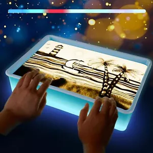 Light Table for Kids Sand Painting Light Box 7 Colors Led Lights Brightness Sand - Picture 1 of 1