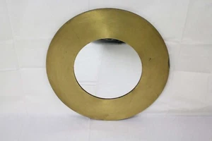 Vintage 15" Round Mirror 3.5" Brushed Brass Rim - Picture 1 of 12