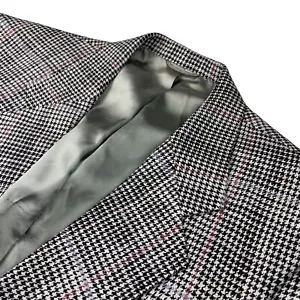 VTG Christian Dior Men's Silk Tweed Blazer Black Houndstooth Windowpane • 46R - Picture 1 of 10