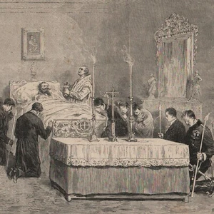 Victor-Emmanuel - La chambre mortuaire - Gravure de presse 1878 - Picture 1 of 2