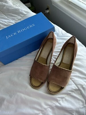 Sandalias Jack Rogers Talla 7.5 Palmer Tacón Cuña Marrón Alpargatas Gamuza Foto 1 de 4