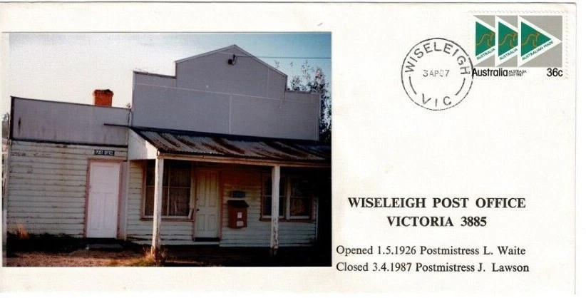 Postmark WISELEIGH Gippsland Victoria last day of post office souvenir cover - Image 1 of 1