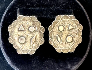 CELIA SEBIRI Orig Vintage STERLING & Shades of GRAY QUARTZ Inlaid Flower Earring - Picture 1 of 7