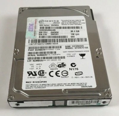 IBM 36GB 10K-rpm 2.5" SAS Hot-swap HD 26K5654 26K5656 - Image 1 of 2
